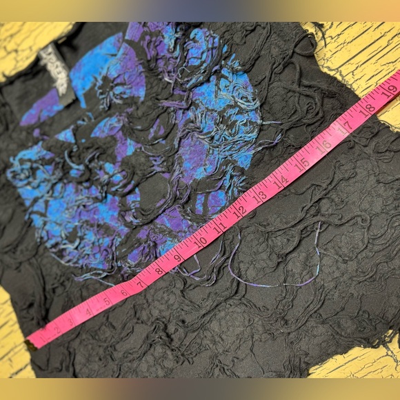 VTG Lip Service Bio Threat Distressed Long Sleeve Top Shirt Goth 90s Y2K buckles - Picture 12 of 16